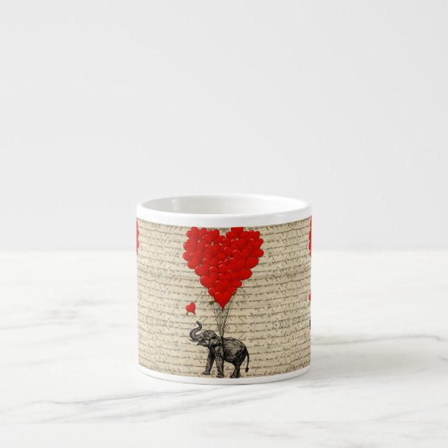 Elephant and heart shaped balloons espresso cup (Front)