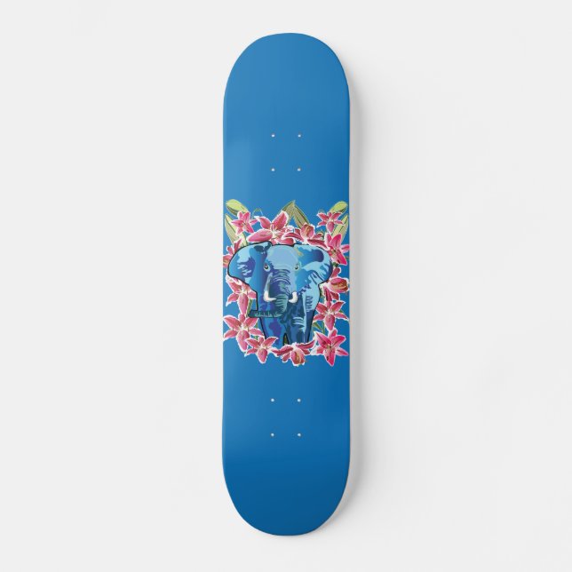 Elephant and lily skateboard (Front)