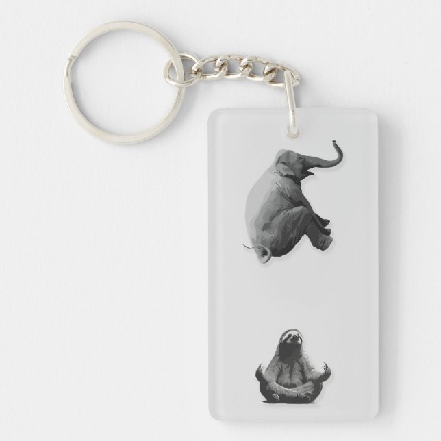 Elephant and Meditating Sloth Harmony Key Ring (Front)