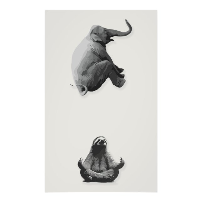 Elephant and Meditating Sloth Harmony Photo Print (Front)