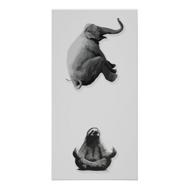 Elephant and Meditating Sloth Harmony Poster (Front)