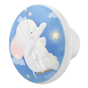 Elephant and Mouse Swinging Ceramic Knob