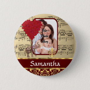 Elephant and music sheet 6 cm round badge
