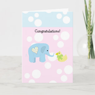 Elephant and Polka Dot Baby Congratulations Card
