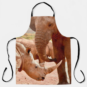 ELEPHANT AND RHINO DON'T LIKE EACH OTHER APRON