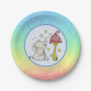 Elephant and soap bubbles cardboard paper plate