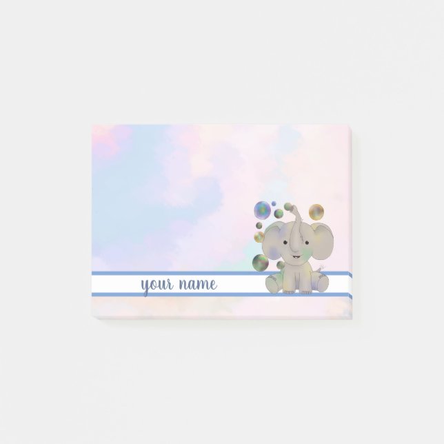 Elephant and soap bubbles Post-it adhesive Notes (Front)