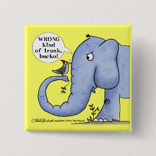 Elephant and Woodpecker Misunderstanding 15 Cm Square Badge