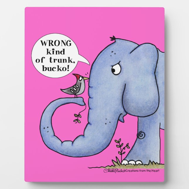 Elephant and Woodpecker Misunderstanding Plaque (Front)