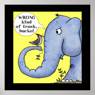 Elephant and Woodpecker Misunderstanding Poster