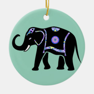 Elephant Animal Abstract Decorative Patterns Ceramic Tree Decoration