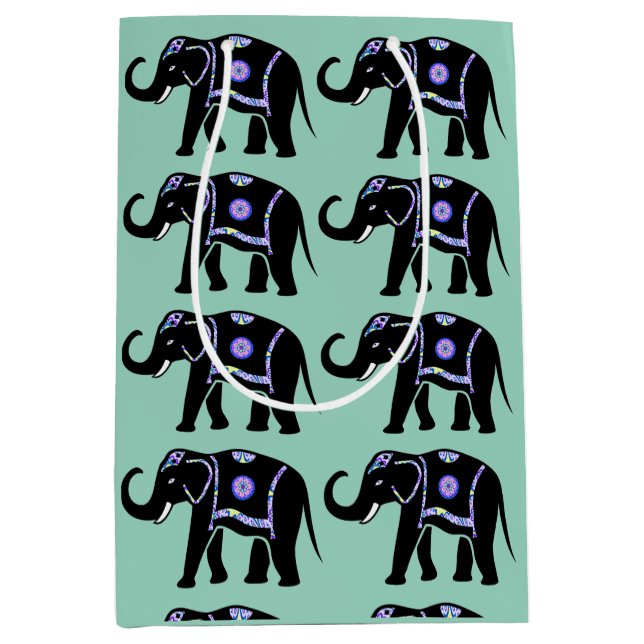 Elephant Animal Abstract Decorative Patterns Medium Gift Bag (Front)