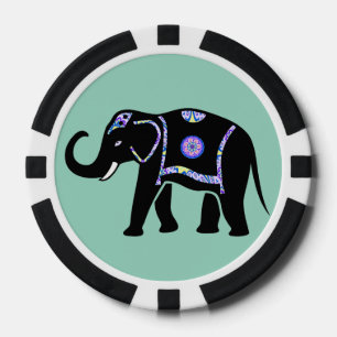 Elephant Animal Abstract Decorative Patterns Poker Chips