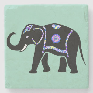Elephant Animal Abstract Decorative Patterns Stone Coaster