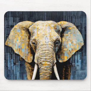Elephant Animal Art Decor Paint Mosaic  Mouse Mat