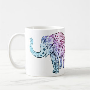 elephant animal colourful artsy tea coffee mug
