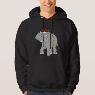Elephant Animal Lover Xmas Santa Hat Elephant Chri Hoodie