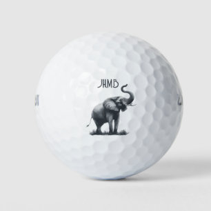 Elephant Animal Monogram Art Golf Balls