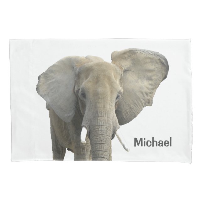 Elephant Animal Personalised Name Pillowcase (Front)