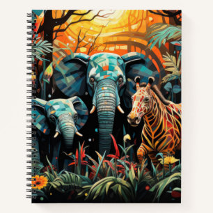 Elephant Animal Portrait Colourful Painting Notebook