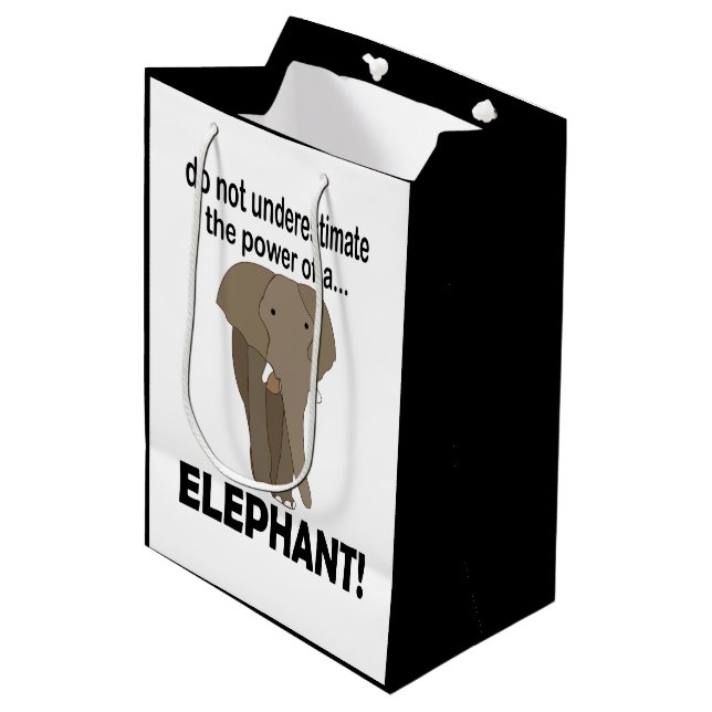 Elephant Animal Safari Funny Elephant Medium Gift Bag (Front Angled)