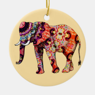 Elephant Animal Traditional Chinese Patterns Ceramic Tree Decoration