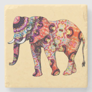 Elephant Animal Traditional Chinese Patterns Stone Coaster