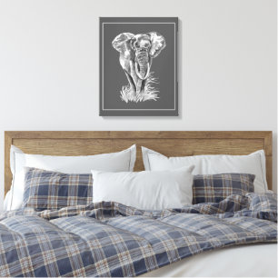 Elephant Animal Watercolor Painting Wildlife Art Canvas Print