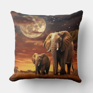 Elephant Animal Wildlife Wilderness Colourful Art Cushion