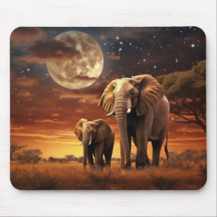 Elephant Animal Wildlife Wilderness Colourful Art Mouse Mat