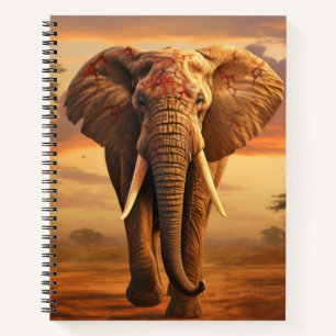 Elephant Animal Wildlife Wilderness Colourful Art Notebook