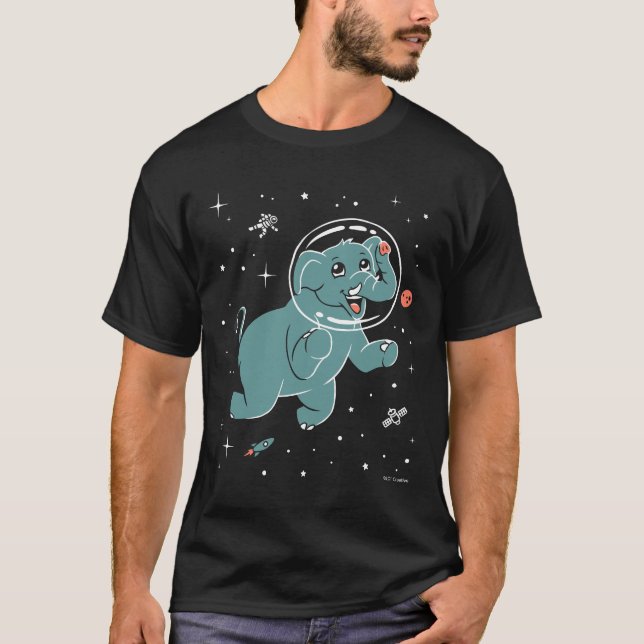 Elephant Animals In Space T-Shirt (Front)