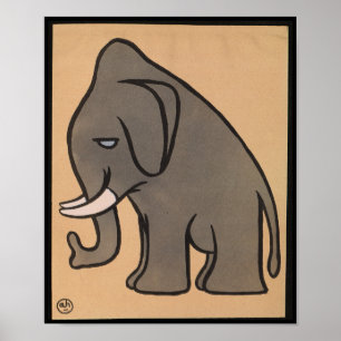 Elephant - Antiquarian, Colourful Book Illustratio Poster
