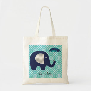 Elephant Aqua Pattern Chevron Umbrella Custom Bag