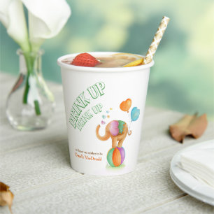Elephant art baby shower custom paper cups