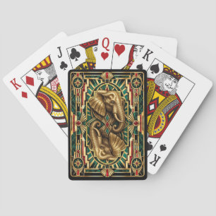 Elephant, Art Deco Wildlife Playing Cards