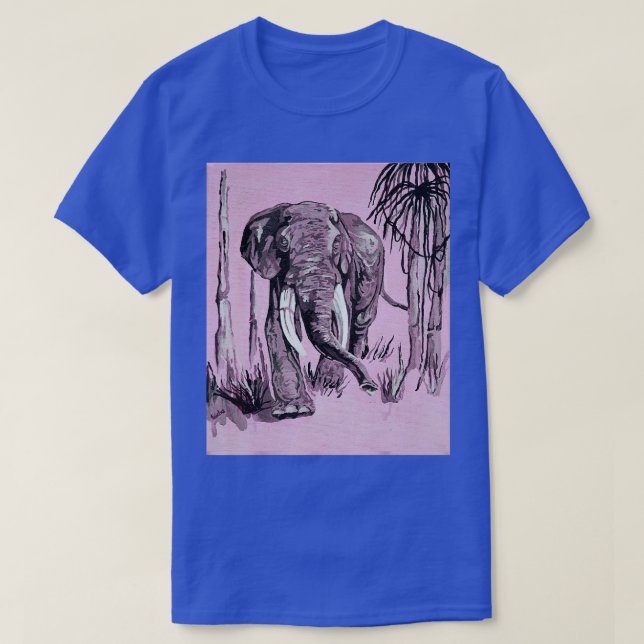 Elephant Art In Pink and Greige T-Shirt (Design Front)