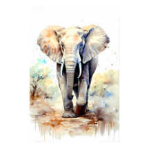 Elephant Art Poster Africa Wall Decor