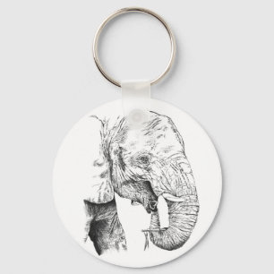 Elephant Art Round Metal Keychain with Fun Quote