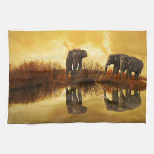 Elephant Art Tea Towel