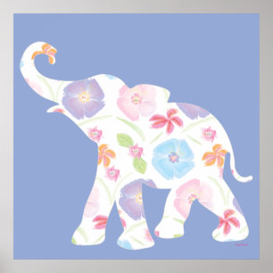 Elephant Art Watercolor Pattern Graphic Modern Poster