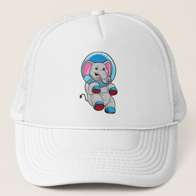 Elephant as Astronaut in Glass sphere Trucker Hat (Front)