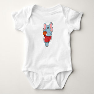 Elephant as Basketball player with Basketball Baby Bodysuit
