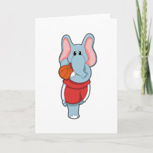 Elephant as Basketball player with Basketball Card