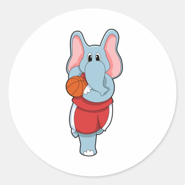 Elephant as Basketball player with Basketball Classic Round Sticker (Front)
