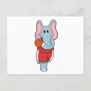 Elephant as Basketball player with Basketball Postcard