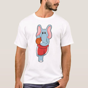 Elephant as Basketball player with Basketball T-Shirt