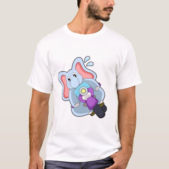 Elephant as Biker with Motorcycle.PNG T-Shirt (Front)