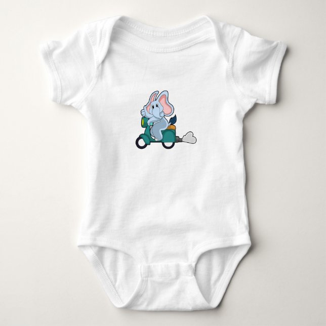 Elephant as Biker with Scooter Baby Bodysuit (Front)