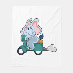 Elephant as Biker with Scooter Fleece Blanket